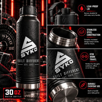 SYKO Built Different 30 oz Water Bottle